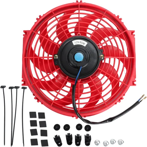 Vista 11 de 7 "pulgadas universal delgado ventilador push pull radiador eléctrico refrigeración 12V kit de montaje negro