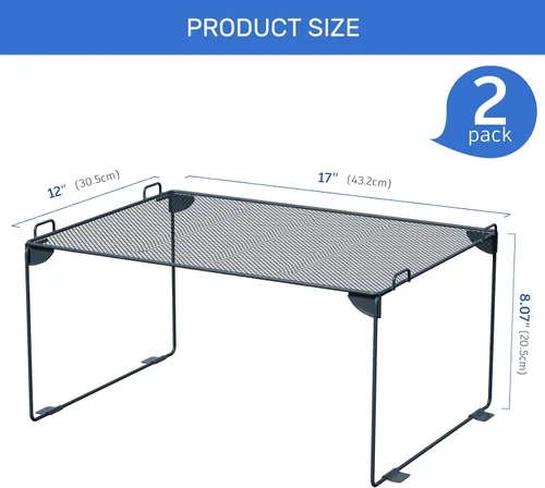 Vista 2 de Neudeco - Organizador de estantes, gris, paquete de 2 Apilable, Para Cocina, Para Armario, Para Baño, Estantes Del Gabinete