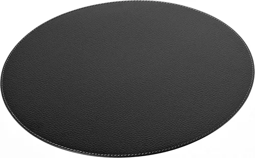 Vista 2 de Nikalaz Nikalaz - Juego de 4 manteles individuales redondos de cuero reciclado de 15 pulgadas, decoración de mesa de comedor y cocina (negro)