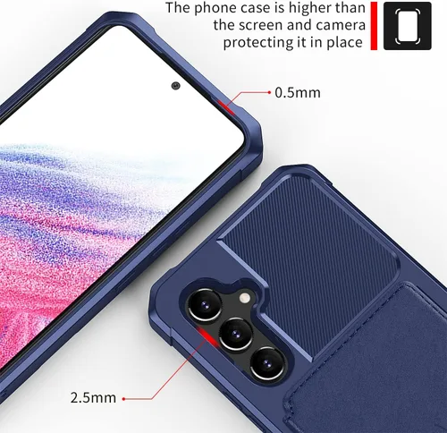 Vista 4 de Wefor Funda para Samsung Galaxy A14 5G - Funda tipo cartera con bolsillos para tarjetas de piel sintética para Samsung Galaxy A14 5G (azul)