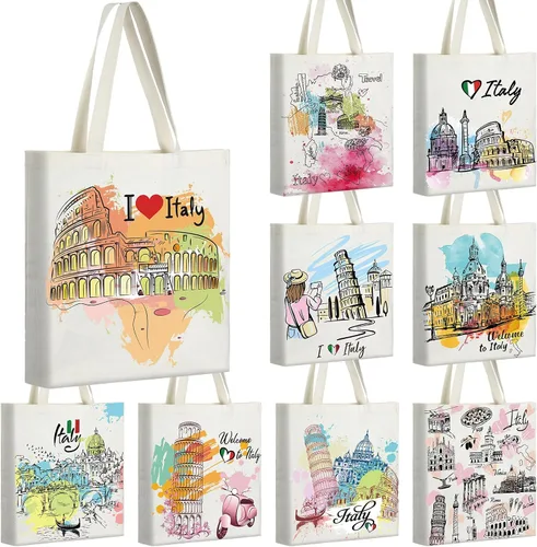 Vista 9 de Bolsas de lona Chicago de 9 piezas, regalo de recuerdo, bolsa de compras para regalos de viaje