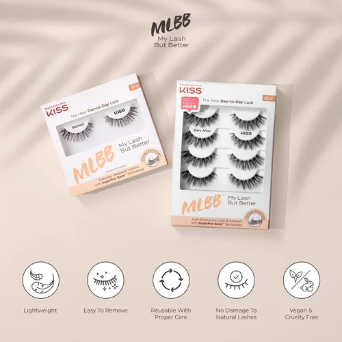 Vista 7 de KISS My Lash But Better, Pestañas Postizas, 'Tan Real', 12mm, Incluye 1 Par De Pestañas, Fácil De Aplicar, Racimos De Pestañas Reutilizables