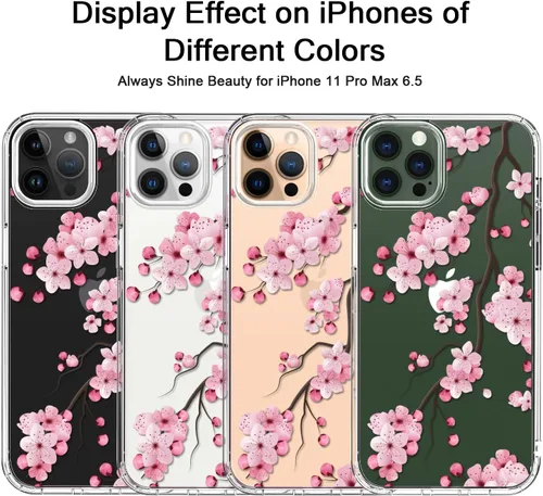 Vista 5 de bicol - Funda para iPhone 11 Pro Max con protector de pantalla y protector de lente de cámara - Diseños florales de moda para mujeres y niñas