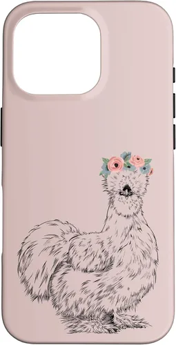 Vista 20 de Silkie Chicken with Floral Headband Farm Animal Funda para iPhone 17
