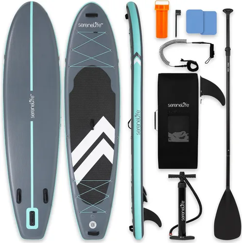 Vista 16 de SereneLife Tabla de remo inflable de 10 pies 6 pulgadas con accesorios de SUP de alta calidad, diseño estable de 32 pulgadas de ancho