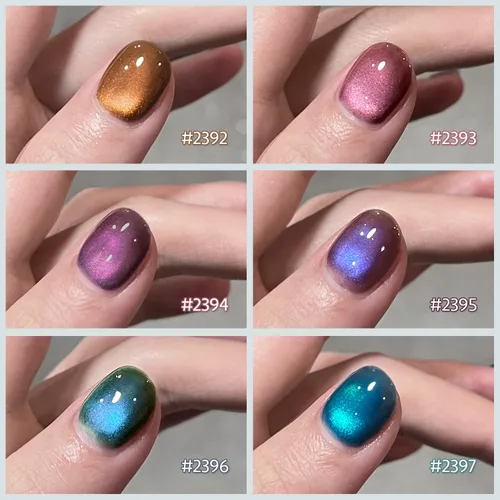 Vista 6 de GAOY Juego de esmaltes de uñas de gel con purpurina de ojo de gato con imán y galaxia colorida para ojos de gato holográficos, manicura de gel