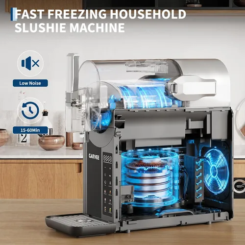 Vista 5 de CuisinSmart Máquina de granizado para el hogar, 6 modos preestablecidos pantalla LED un clic Slushy Maker