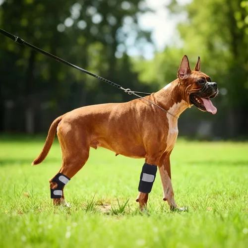Vista 5 de Soporte de pierna de perro para pierna trasera, soporte de articulación de tobillo para pierna trasera con tiras de metal y correas reflectantes
