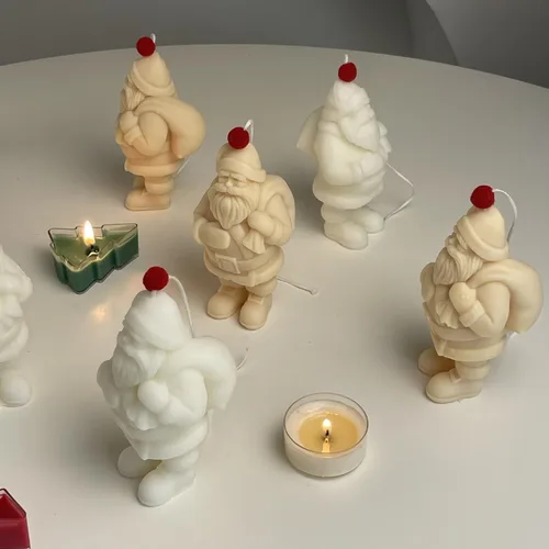 Vista 4 de Molde de vela de silicona de Papá Noel 3D de Navidad DIY de yeso de Navidad de resina de jabón de hielo molde de vela herramienta de fabricación
