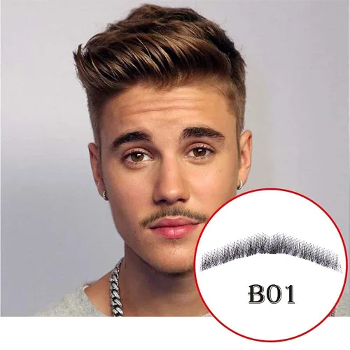 Vista 5 de Bigote falso realista para hombres, pelo facial de barba falsa, maquillaje de barba falsa de encaje para adultos, barba falsa para hombres, barba