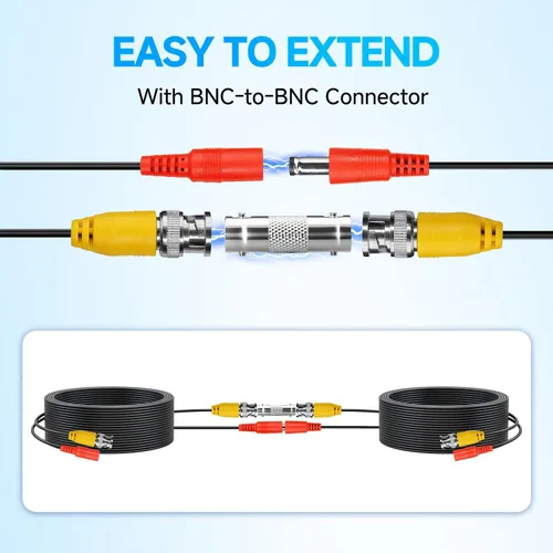 Vista 7 de Cables de alimentación de video BNC todo en uno de 100 pies/98.4 ft, cables de cámara de vigilancia de extensión BNC para sistemas CCTV DVR NVR
