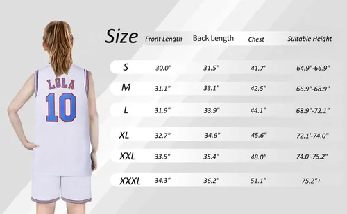 Vista 8 de Mens #1 Bugs #10 Lola Jerseys Couples Halloween Costume Sets Space Basketball Jersey for Women