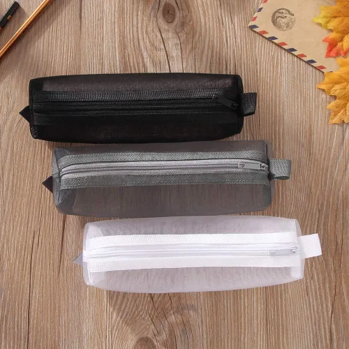 Vista 3 de Bolsa de malla para bolígrafos, estuche para lápices, bolsa de herramientas de maquillaje, bolsa de almacenamiento