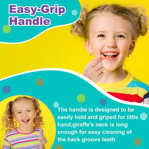 Vista 3 de Lakeyface 300 unidades de hilo dental para niños, lindas púas de hilo dental de jirafa para niños, sin flúor, sin BPA, hilo dental sin sabor, 4