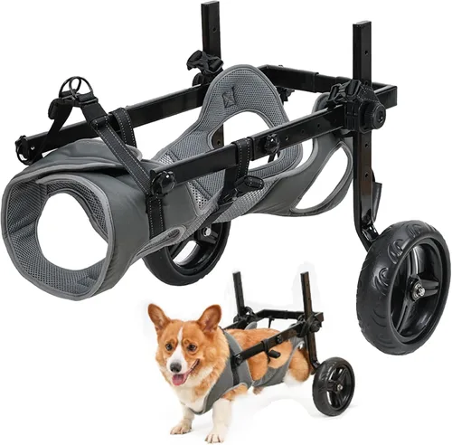 Vista 12 de Silla de ruedas para perros para patas traseras, carrito de ruedas ligero para perros con patas traseras para discapacitados, ajustable
