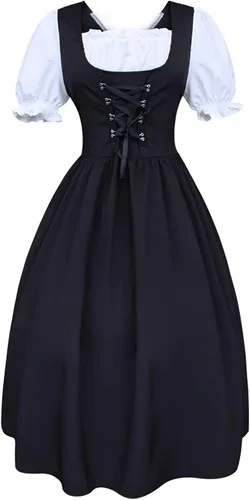 Vista 4 de Disfraz de dama francesa para Halloween, disfraz medieval, Oktoberfest, para niña bávara, Lolita, uniforme