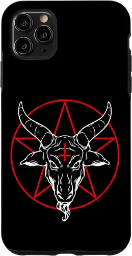 Vista 13 de iPhone 12/12 Pro Baphomet cabra - Estuche Satánico Pentagrama