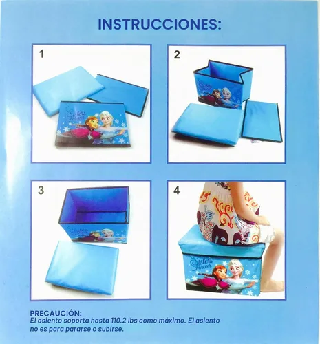 Vista 3 de Frozen. Princess Elsa Anna & Olaf - Caja de almacenamiento plegable y taburete (rosa intenso)