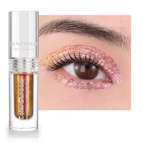 Vista 15 de CHARMACY Sombra de ojos líquida duocroma, aspecto metálico, juego de sombras de ojos con purpurina de larga duración, pigmentos metálicos, secado