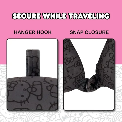 Vista 4 de FUL Hello Kitty - Almohada para el cuello, color negro Accesorios de viaje de espuma viscoelástica para avión, automóvil y oficina, cómodos