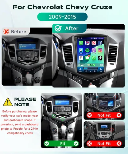 Vista 2 de Radio estéreo de coche 4G+64G para Chevrolet Cruze 2009-2015 con CarPlay Android Auto, Tesla estilo 9.7 pulgadas IPS pantalla táctil Android 13