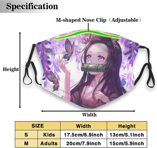 Vista 2 de BearLad Anime Dem0n S1ayer Kimetsu No Yaiba Kamado Nezuko - Mascarillas faciales para adultos, lavables con alambre de nariz, negro, talla M