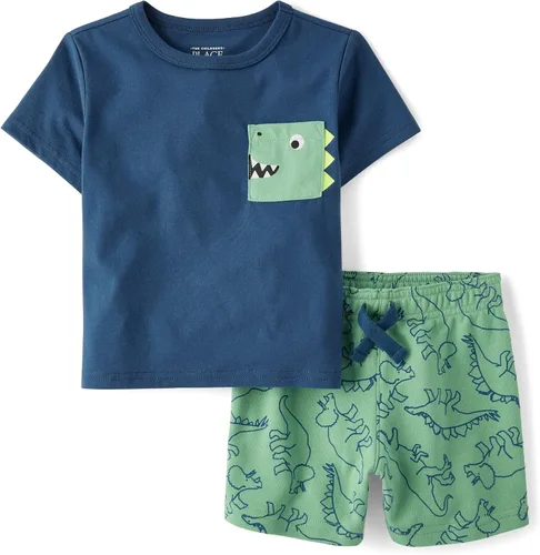 Vista 2 de The Children's Place Conjunto de 2 piezas de camiseta y pantalones cortos de manga corta para bebés y niños pequeños