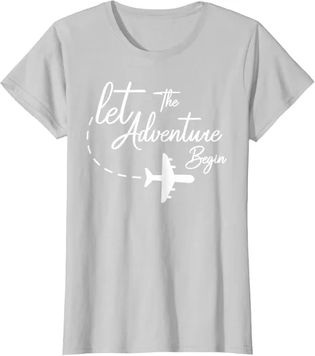 Vista 19 de Let The Adventure Begin - Camiseta inspiradora en modo de viaje en avión, Negro, S