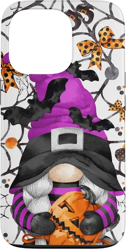 Vista 10 de iPhone 16 Lindo gnomo de Halloween para mujeres y bruja púrpura Witchy Boo Case