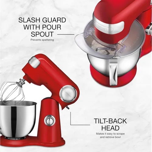 Vista 4 de CUISINART SM-50R Precision Master - Batidora de pie de 5,5 cuartos de galón (5,2 L), color rojo