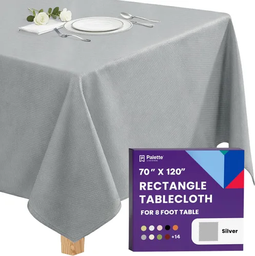 Vista 95 de Gee Di Moda - Mantel rectangular de 60 x 84 pulgadas – Mantel rectangular de poliéster lavable para mesa de 5 pies
