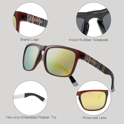 Vista 3 de Lentes de sol polarizados retro para hombres y mujeres, gafas de sol cuadradas para hombres, conducción deportiva, protección UV400