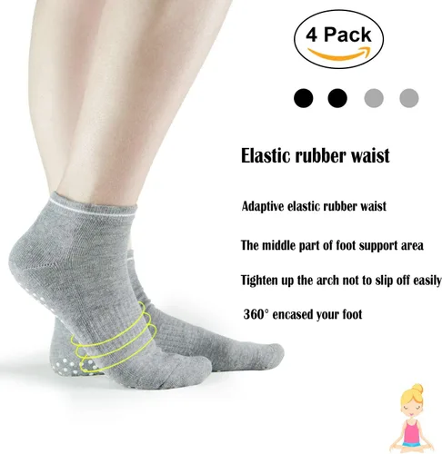 Vista 5 de ELUTONG Calcetines antideslizantes con agarre pegajoso, paquete de 2 o 4 calcetines antideslizantes para hombres y mujeres