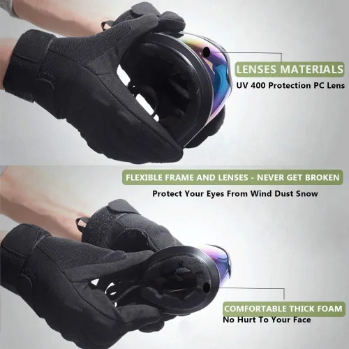 Vista 5 de Peicees Paquete de 4 gafas de esquí para mujeres, hombres, niños, deportes de nieve, motocicleta, snowboard