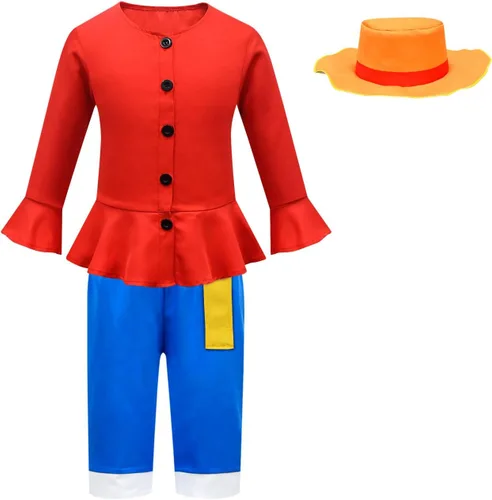 Vista 2 de Luffy - Disfraz de Halloween con sombrero de paja, 5-11 años