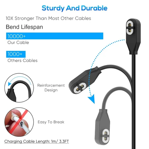 Vista 4 de Cable de carga de repuesto para AfterShokz Aeropex AS800 y Shokz OpenRun Pro y OpenRun y OpenRun Mini y OpenComm, cable de carga USB con adaptador