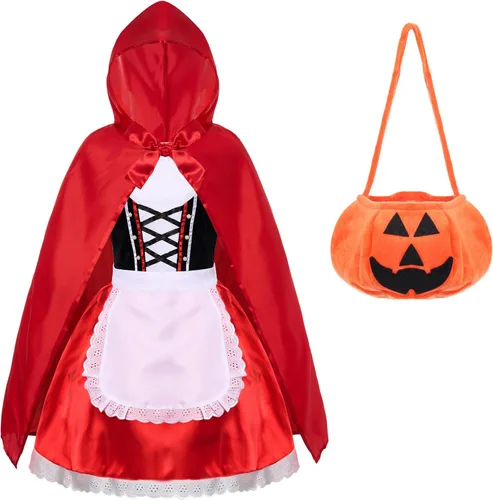 Vista 3 de Spooktacular Creations Disfraz de Caperucita Roja, disfraz de Halloween para niñas para disfraz de Halloween