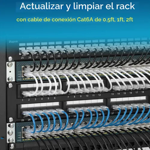 Vista 7 de Rapink Patch Cables Cat6/ Cat6a - Cable de conexión Ethernet Cat6 / Cat6a, compatible con 10G, cable de conexión Cat 6 sin enganches para panel