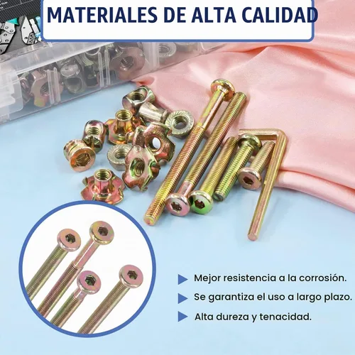Vista 5 de Glarks Juego de tornillos de cuna M6x20/30/40/50/60/70/3.150 in Kit de tornillos de cuna para cuna de bebé, tornillo de cabeza hexagonal con tuercas