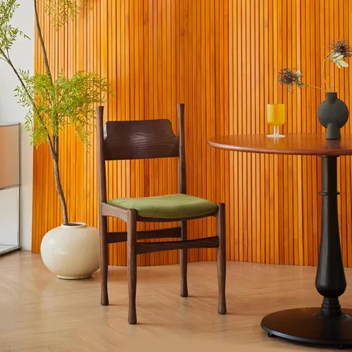 Vista 9 de Sillas de comedor, modernas sillas de comedor de madera, silla de cocina tapizada, taburete sin brazos de granja, silla ocasional para cocina, sala