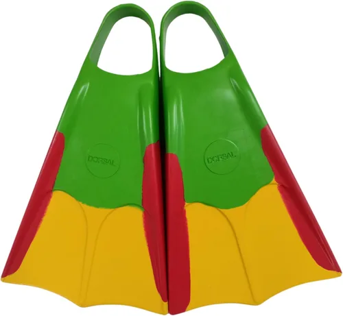 Vista 6 de DORSAL Aletas flotantes para bodyboard y bodysurf (aletas) de goma natural cómoda para natación, buceo, surf Negro/Verde