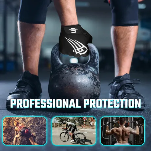 Vista 5 de SAWANS Guantes de gimnasio para levantamiento de pesas para hombres y mujeres, transpirables, ligeros, guantes de fitness, antideslizantes