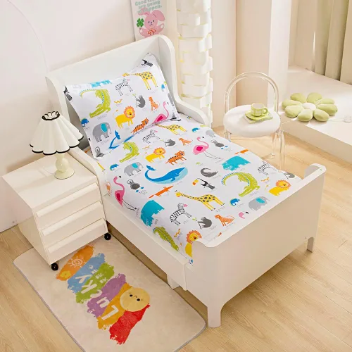 Vista 9 de Juego de 2 sábanas bajeras y fundas de almohada suaves para cama con bonitos patrones de cachorros, sábanas estampadas con patrón de perritos para 2