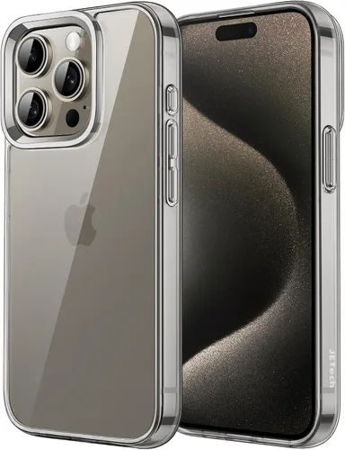 Vista 7 de JETech Funda para iPhone 15 Pro Max de 6.7 pulgadas, no se pone amarillenta, a prueba de golpes, parte trasera transparente antiarañazos (negro)