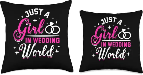 Vista 3 de Happily Ever After & Co Just A Girl World Wedding Bride Throw Pillow, 16x16, Multicolor