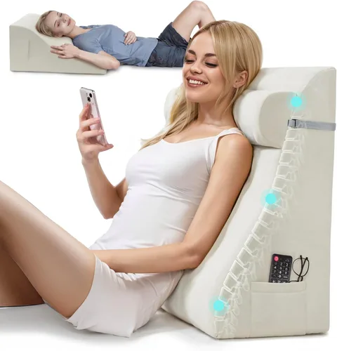 Vista 19 de Almohada de lectura de cuña de espuma viscoelástica para cama, almohada ergonómica para adultos con reposacabezas ajustable, almohada de cama