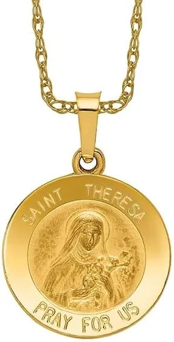 Vista 2 de IceCarats Colgante de cadena de oro amarillo macizo de 14 quilates con medalla de Santa Teresa