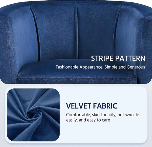Vista 8 de Topeakmart Silla de club de terciopelo, elegante silla decorativa tapizada para sala de estar, recepción, dormitorio, color azul