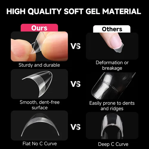 Vista 5 de UNA GELLA Puntas de uñas de gel de almendra cortas: 504 puntas de uñas