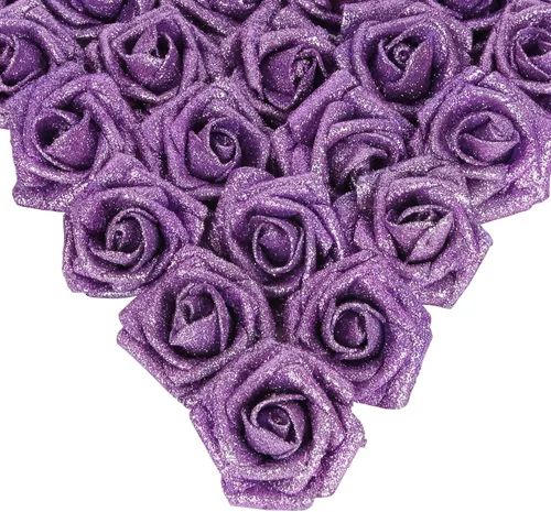 Vista 37 de IPOPU Rosas Negras con Purpurina, 50 PIEZAS Rosas Falsas con Purpurina Flores para Manualidades DIY Ramo de Boda Decoración de Casa y Fiesta (Negro)